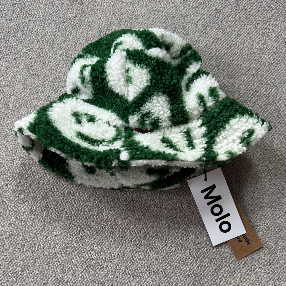 Molo Green and White Patterned Kids Hat